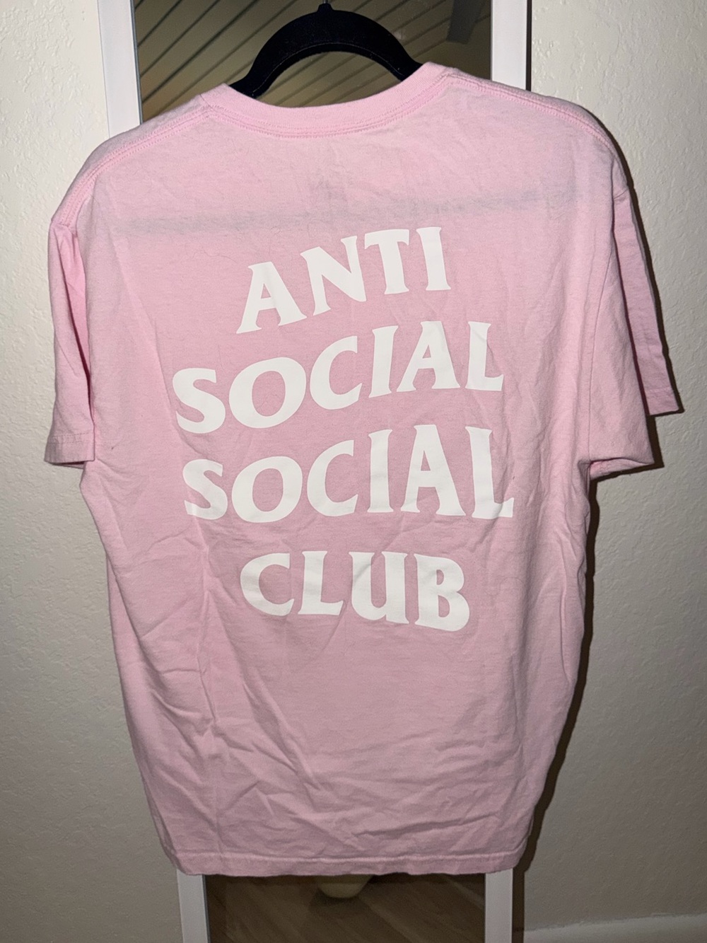Anti Social Social Club Light Pink Tee with White Logo - L